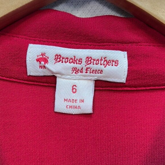 Brooks Brothers Women's Fleece Button Up Shirt Long Sleeve Size 6 Red Pocket - Picture 3 of 13